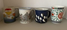 Lot of 4 Vtg Otagiri Ceramic Mugs Gold Trim Floral Assorted Styles Made in Japan - £27.73 GBP
