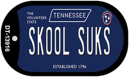 Skool Suks Tennessee Blue Novelty Metal Dog Tag Necklace - $15.95
