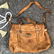 Vintage Abaco Crossbody Saddle Bag Soft French Leather Unisex Brown Flap Pebbled - £15.42 GBP