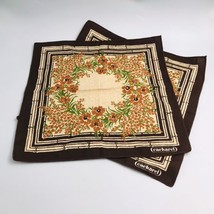 Two (2) Vintage Cacharel Cloth Napkins 16&quot; Brown Floral Design EUC RN15232 - £7.34 GBP