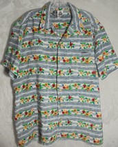 Kennington Men&#39;s Large L Short Sleeve Button Hawaiian Floral Shirt Wood Buttons - £8.07 GBP