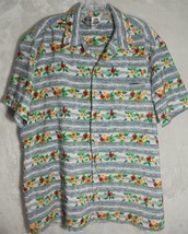 Kennington Men&#39;s Large L Short Sleeve Button Hawaiian Floral Shirt Wood Buttons - £7.74 GBP