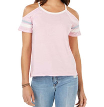Hippie Rose Juniors Cold Shoulder Football T-Shirt,Mauve/Aqua Combo,Large - £18.68 GBP