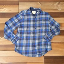Weatherproof Vintage Mens Blue/Gray Plaid Flannel Long Sleeve Front Button Shirt - £12.41 GBP
