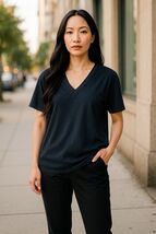 Elie Tahari V-Neck Knit Top Dolman Sleeve Relaxed Fit Navy Office Work New - €32,90 EUR