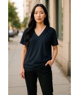 Elie Tahari V-Neck Knit Top Dolman Sleeve Relaxed Fit Navy Office Work New - €32,90 EUR