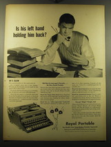 1949 Royal Portable Typewriter Ad - Is his left hand holding him back? - £14.53 GBP