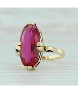 2.5 Ct Oval Cut Red Ruby 14k Yellow Gold Finish Solitaire Engagement Ring - $93.88 CAD
