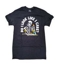 Skeleton Do I Look Like I Care Black Graphic T-Shirt  - $19.99