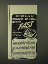1950 Anacin Medicine Ad - Relieves pain of headache neuralgia neuritis fast - £14.54 GBP