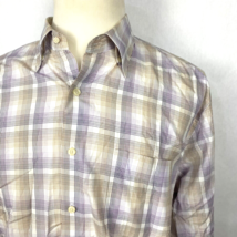 Peter Millar Striped Button Up Shirt Men&#39;s Size XL Vertical Stripe Brown... - £17.33 GBP