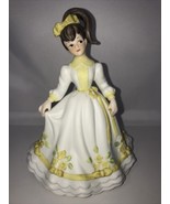 Lefton China Girl Figurine #06044 Hand Painted White/Yellow/Green Dress - £13.16 GBP
