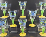 (8) Gibson Designs Clarisse Goblets Set Vintage Floral Blue Yellow Stemw... - $66.20
