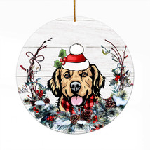 Cute Border Collie Dog Santa Hat Wreath Christmas Ornament Acrylic Gift Decor - £13.41 GBP