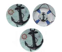 Scratch &amp; Dent Set of 3 Concrete Nautical Stepping Stones Hanging Decorative Art - £35.71 GBP
