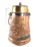Frysian Cover Up Coal Skuttle Antique Norleans Holland Footed Copper Bra... - $34.26 CAD