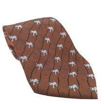 Firsite Gray Brown Elephant All Over Print Novelty Silk Necktie - $24.75