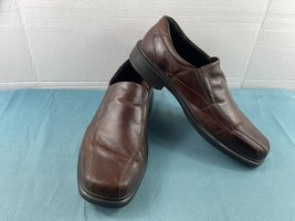 Ecco Loafers Men 9M Helsinki Shoes Brown Leather Slip on Apron Toe Walking - $517.54 MXN