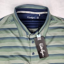 Walter Hagen Polo Shirt Mens Large Green Striped UPF 30+ Moisture Wickin... - $40.09