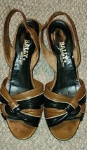 Womens Bally Italy Leather High Heels 9.5 Black &amp; Brown Knot Vintage? - $404.98 MXN
