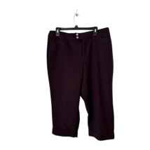 Women’s Size 16 Brown Cuffed Cropped Pants Stretch Capris Casual Work Wear - $16.34