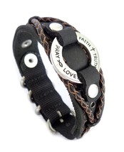 Tribe Designs Christian Black Leather Cuff Bracelet and - $215.96