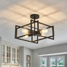 Zglaojt 4-Lights Close To Ceiling Light,Black Light Fixture Industrial F... - $90.99