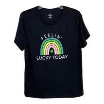 St Patricks Day Womens Shirt Size Large 12/14 Black Rainbow Feelin Lucky... - £13.14 GBP