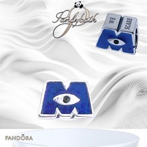 Pandora Disney Pixar Monsters Logo M Charm Eye We Scare Because US SELLER - $37.62