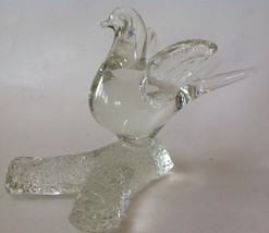 Murano Art Glass Dove Bird On Branch Vintage Figurine - £25.87 GBP