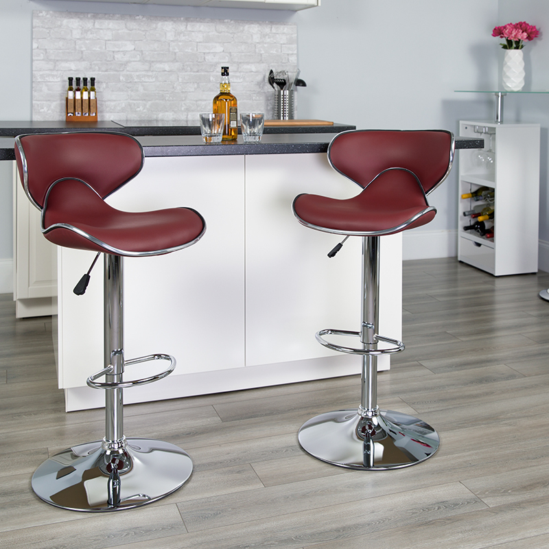 Burgundy Vinyl Barstool DS-815-BURG-GG