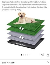 Dog Grass Pad w/ Tray (47.6&quot; × 29.2&quot;), Large XL Reusable 3-Layer Dog Pee... - $96.99