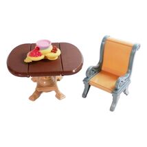 2013 Fisher Price Loving Family Dining Room Chair &amp; Table Blue Brown - $166.86 MXN