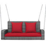 2-Person Patio PE Wicker Hanging Porch Swing Bench Chair Cushion 800 Pou... - $3,579.71 MXN