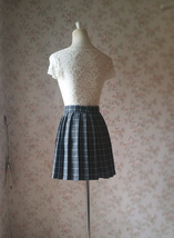 Gray Plaid Pleated Skirt Outfit Women Girl Petite Size Short Pleated Skirt image 5