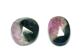 Natural Bi Tourmaline Rose Cut Slice 2.10 Cts Faceted Watermelon Beads TR-92 - £19.06 GBP