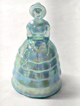 Vintage SUMMIT ART GLASS 5&quot; MELANIE SOUTHERN BELLE - Blue Iridescent Car... - $29.68