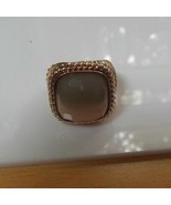 Vintage Goldtone Gray/Cream Stone Cocktail Stretch Ring Size 7 - £7.64 GBP