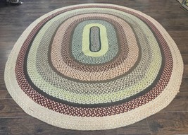 American Oval Braided Rug 7.5 x 9 Vintage Hand Braided Multicolor Large Carpet - £1,681.87 GBP