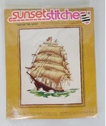 Vtg NIP Sunset Stitchery Embroidery Kit Before the Wind Sail Ship  16x20... - £11.68 GBP
