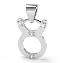 Taurus Zodiac Sign Diamond Pendant In Solid 14k White Gold - £157.24 GBP