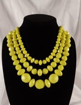 Towne & Reese 3 Strand Yellow Faceted Chunky Fashion Necklace signed T&R  - $20.00