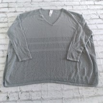 Wynne Layers Sweater Womens Large Gray V Neck Open Knit Oversized Pullover - $21.98
