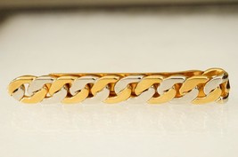 Vintage Mens Jewelry Cuff Links SWANK Two Tone Metal Chain Link Tie Bar - $19.79