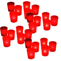 24 RED Led Tea Light Votive Flameless Battery Candles Wedding Party Roma... - £26.50 GBP