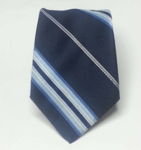 Johnn Arson Men Dress Tie Polyester Blue Stripes 3&quot; wide 58&quot; long Used  - £6.19 GBP