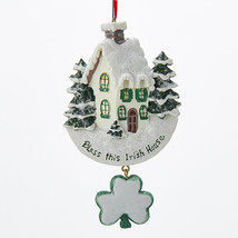 Kurt Adler Resin &quot;Bless This Irish House&quot; w/SHAMROCK Dangle Xmas Ornament W3855 - £7.76 GBP