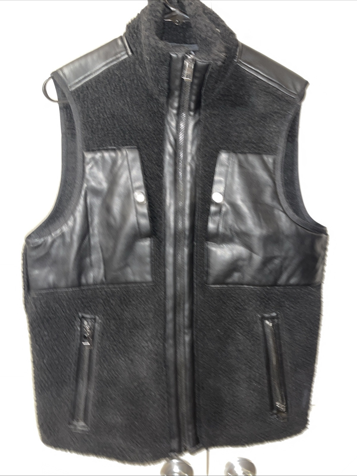 Michael Kors Winter Vest Full Zip Black Sherpa Size M NEW $228 - $84.20