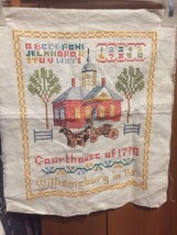 Vintage Signed Cross Stitch Williamsburg VA Courthouse 1770 Sampler - £15.54 GBP