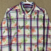 Tommy Bahama Vedado Plaid Long Sleeve Button Shirt Mens M Floral Cotton ... - £17.56 GBP